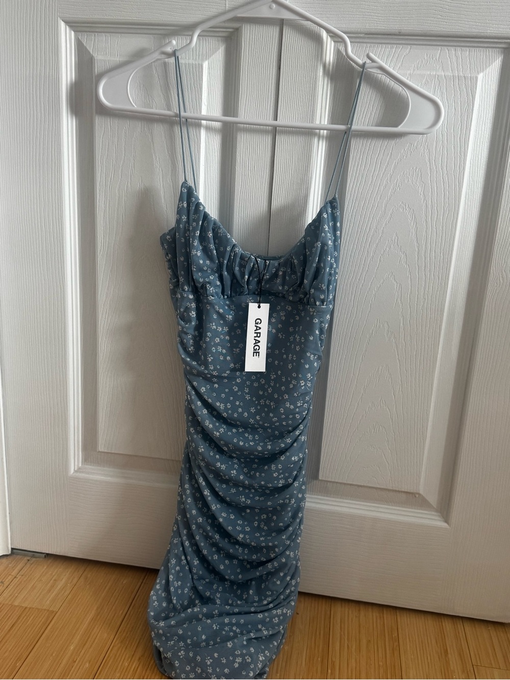Garage Blue Floral Ruched Slip Dress size xs